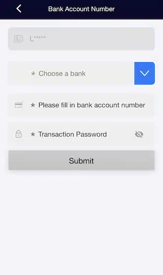 Step 2: sẹlect the bank name and bank account number.